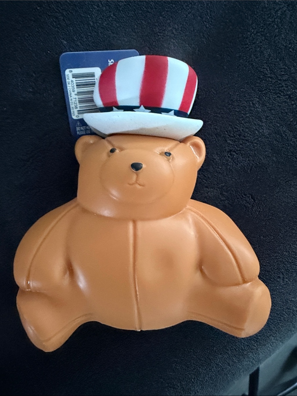 Sunny Days Patriotic Bear Squeeze Toy - tan with Red White & blue Hat NWT
